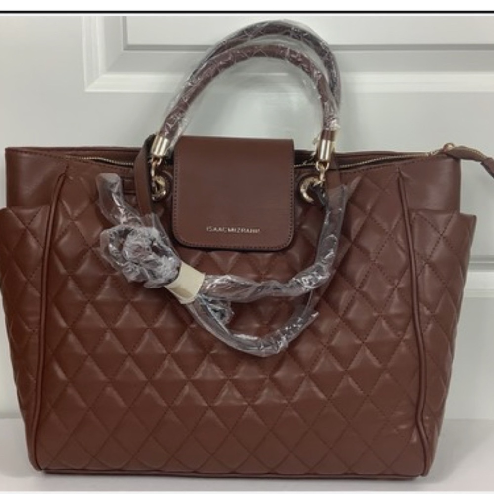 Isaac Mizrahi Quilted Brown Tote Bag